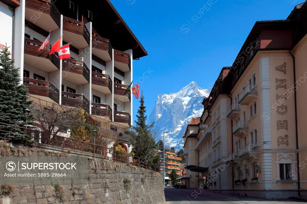 Swiss Hotels in the ski resort of Grindelwald, Swiss Alps, Jungfrau - Aletsch; Bernese Oberland; Switzerland; Europe