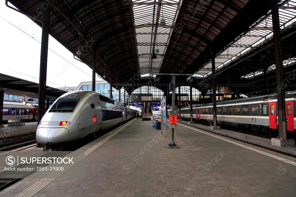 SNCF, TGV train 4408, Basel City Railway Station, Centralbahnplatz, Canton Basel-Stadt, Switzerland; Europe