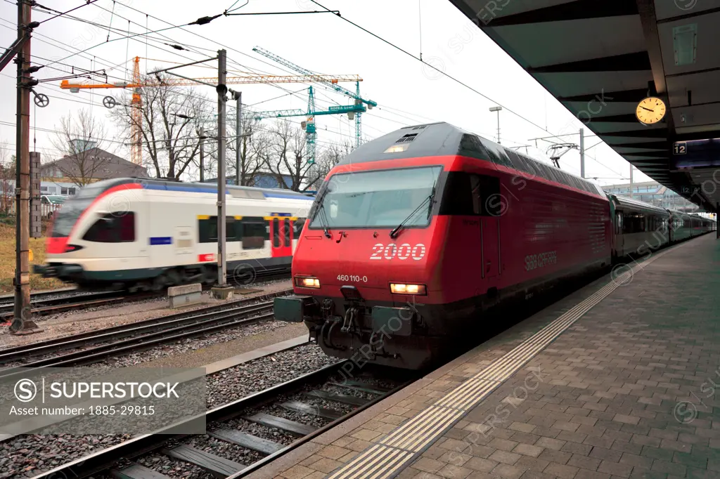 SBB Regional train, Basel City Railway Station, Centralbahnplatz, Canton Basel-Stadt, Switzerland; Europe