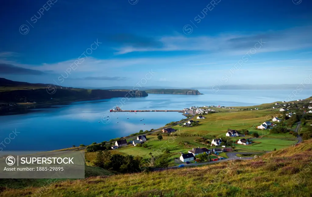 View of the village and port at Uig on the Isle of Skye, Scotland, UK