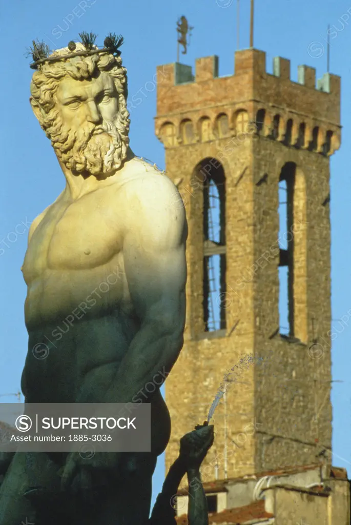 Italy, Tuscany, Florence, Figure of Neptune (close Up)