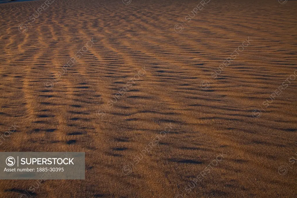 Quartz and Feldspar Make Up The Rippled Dunes of THe Mesquite Flat Sand Dunes, Death Valley National Park, California, USA