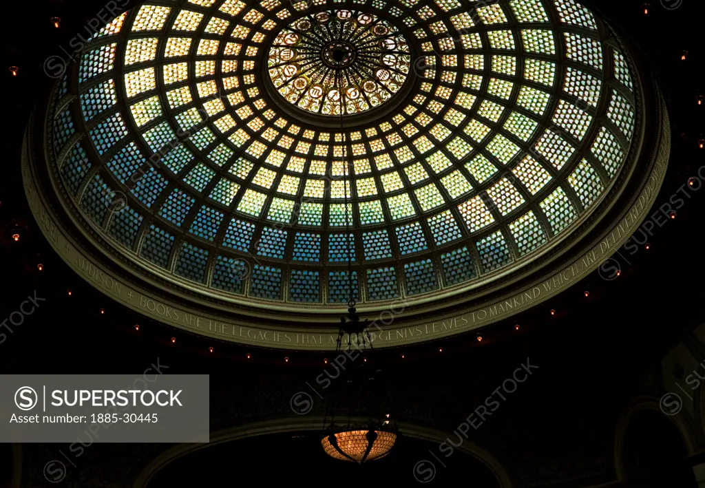 World's Largest Tiffany Glass Dome, Preston Bradley Hall, Chicago Cultural Center, Chicago, Illinois, USA