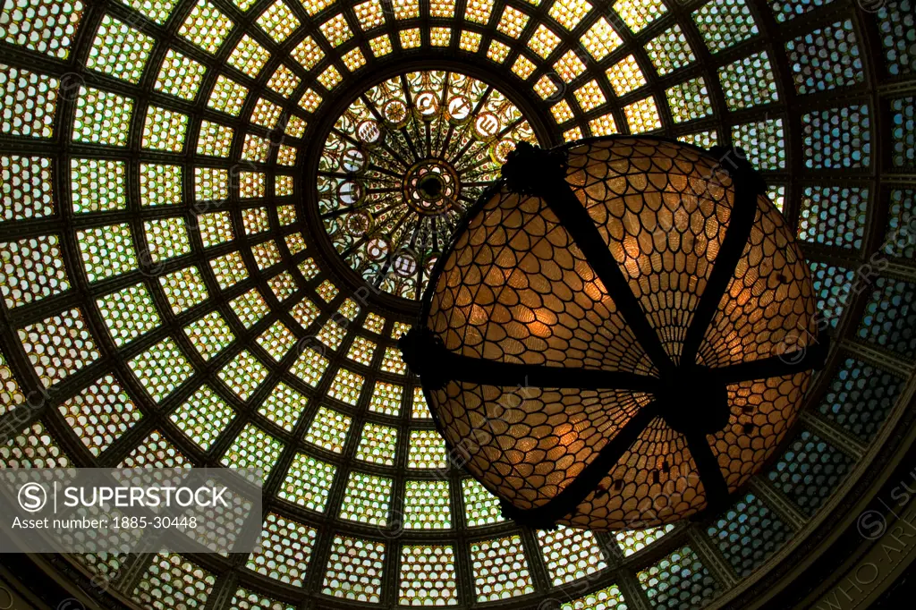 World's Largest Tiffany Glass Dome, Preston Bradley Hall, Chicago Cultural Center, Chicago, Illinois, USA