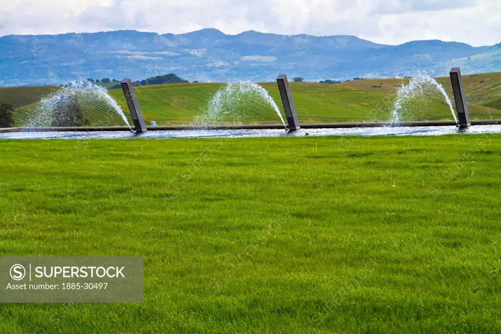 Fountain at the Artesa Vineyards and Winery in Napa Valley, Napa,California, USA