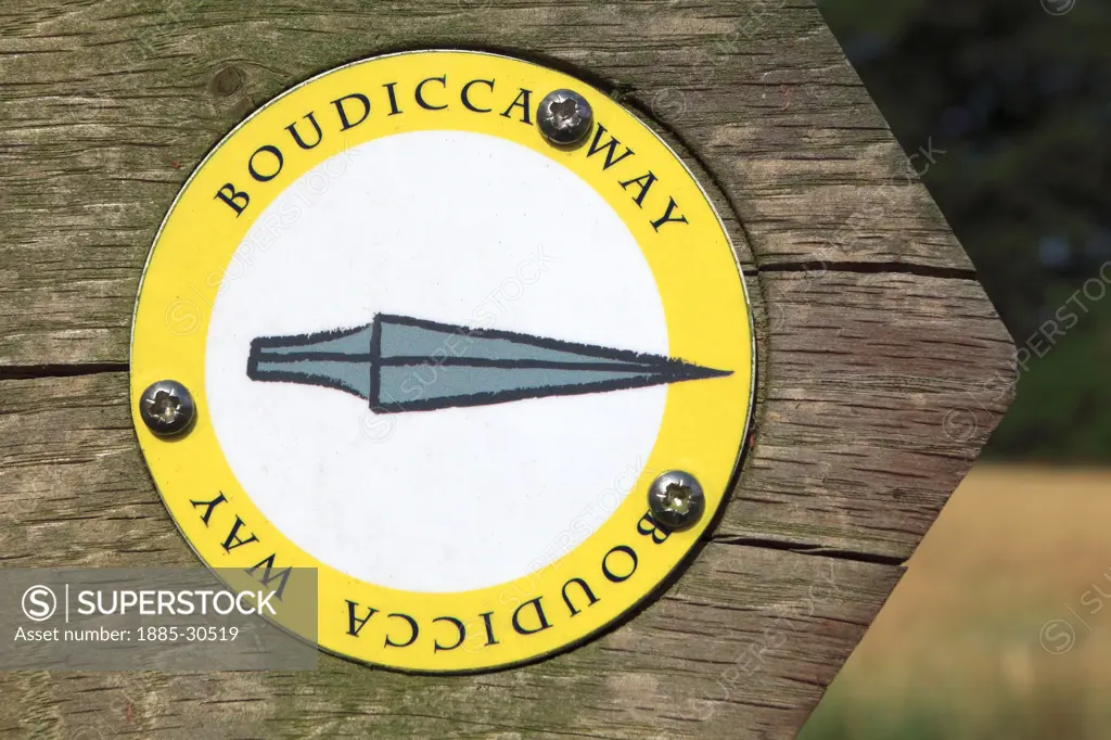 Boudicca Way footpath sign, Shimpling village, Norfolk County, England, Britain, UK