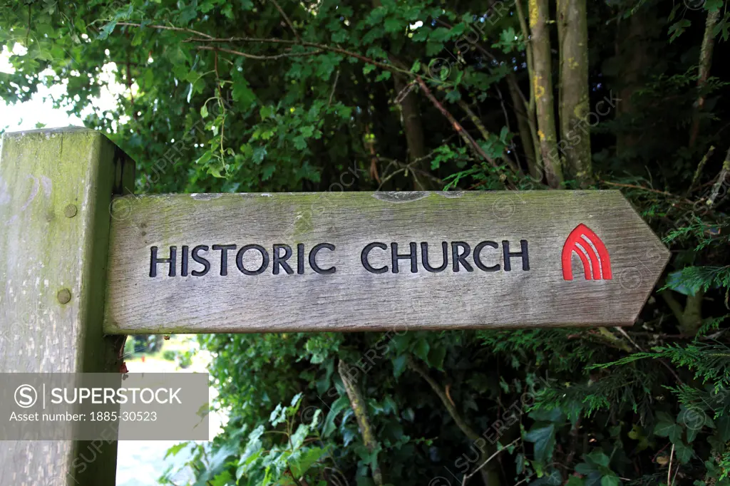 Historic Church sign, Shimpling village, Norfolk County, England, Britain, UK