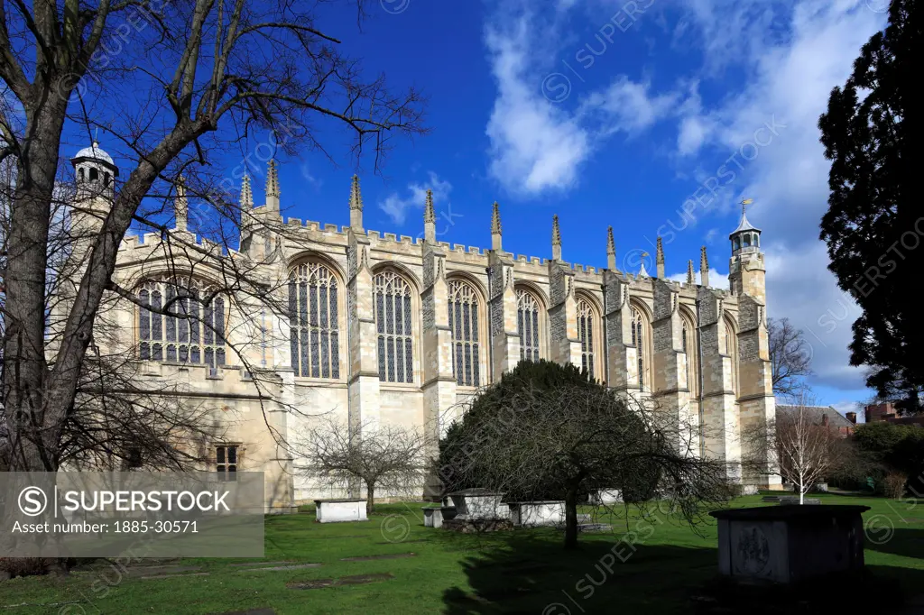 Exterior of Eton College Chapel, Eton and Windsor town, Berkshire County, England, Britain UK.