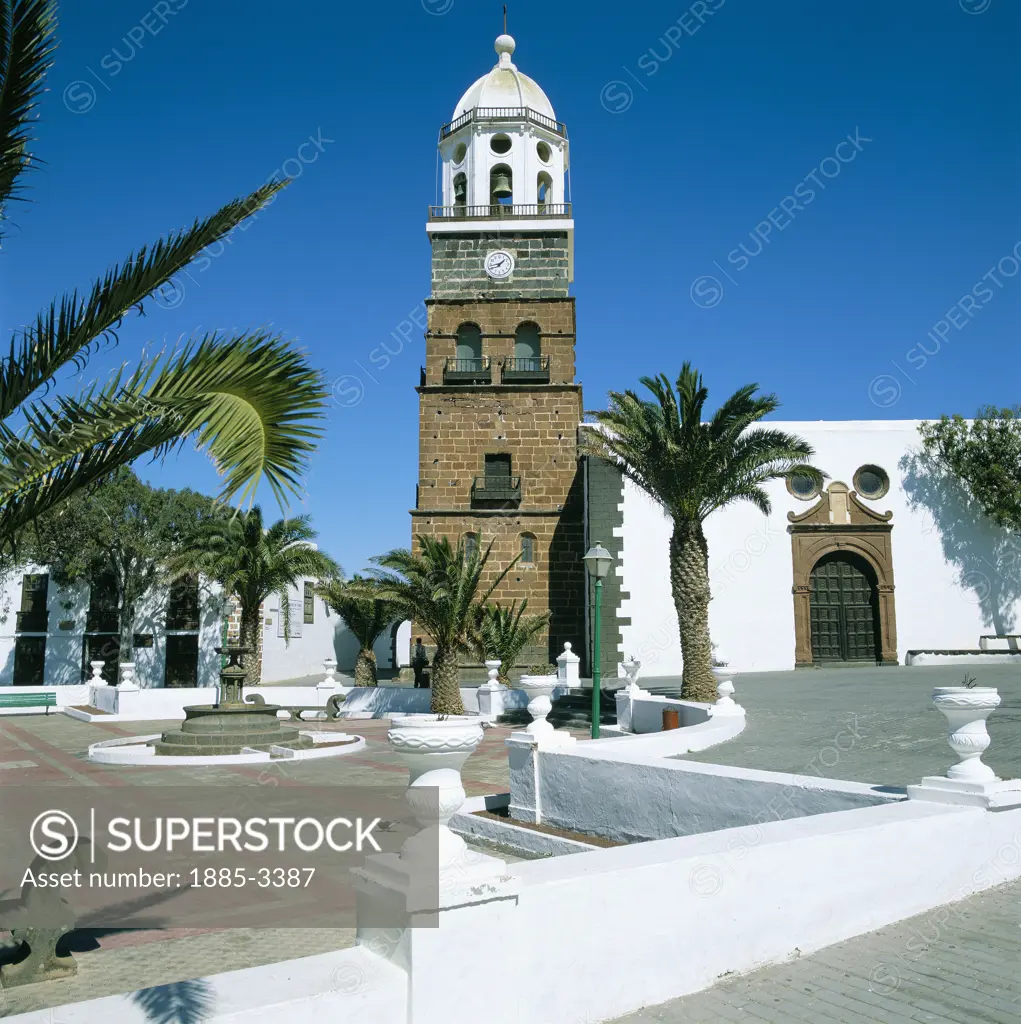 Canary Islands, Lanzarote, Teguise, Main Square & Church