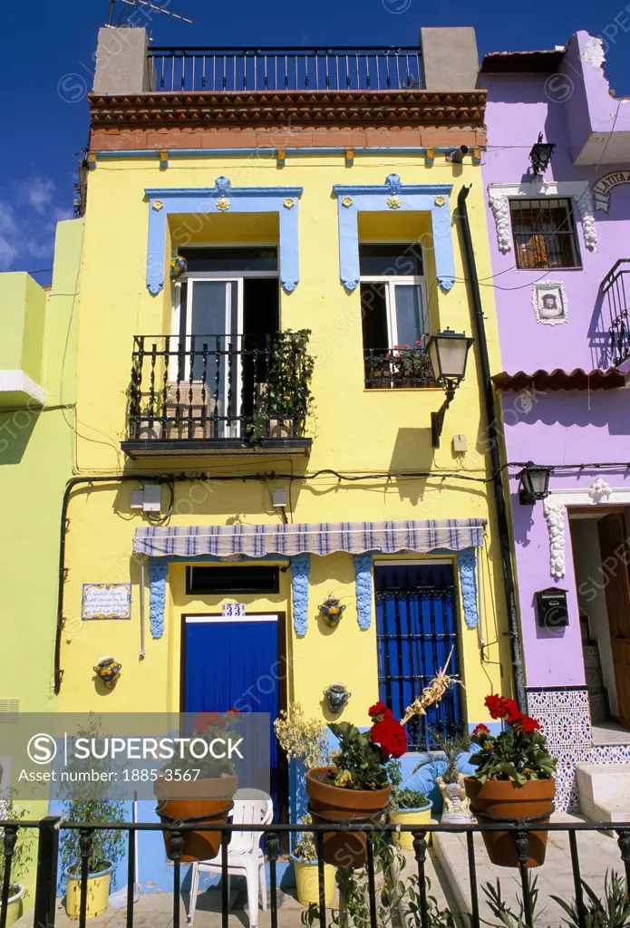 Spain, Costa Blanca, Alicante, Colourful Houses