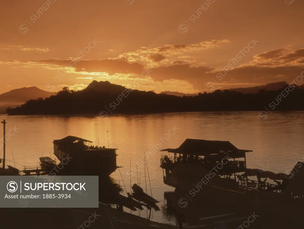 Laos, , Luang Prabang, Sunset Scene on River Mekong