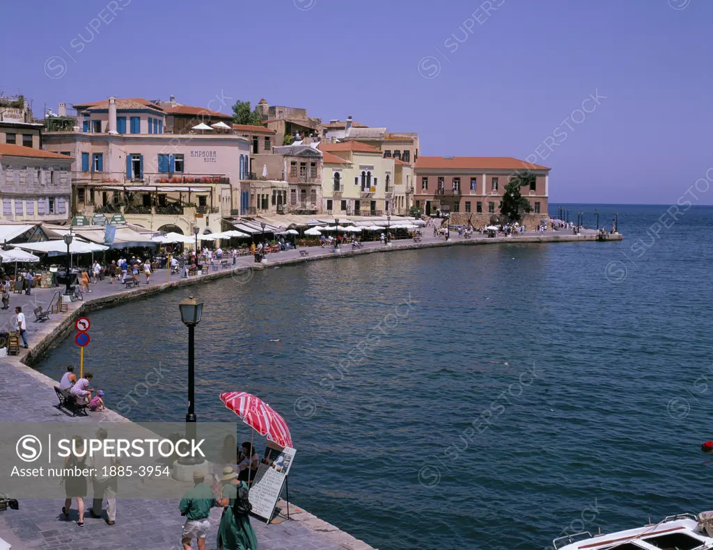 Greek Islands, Crete, Chania Harbour, Harbour View
