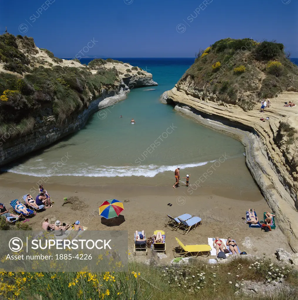 Greek Islands, Corfu , Sidari, Beach Scene