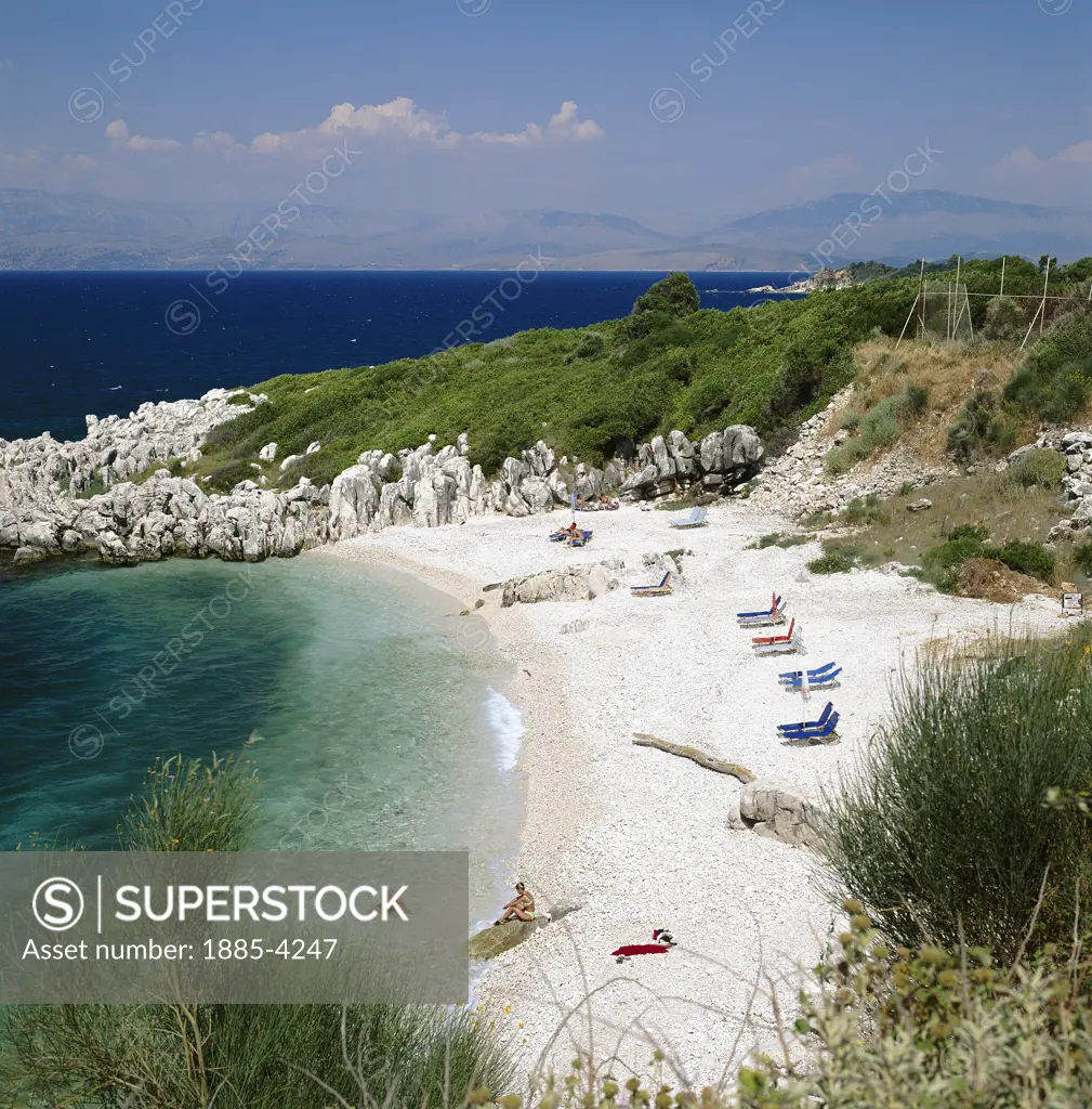 Greek Islands, Corfu , Kassiopi, Beach Scene