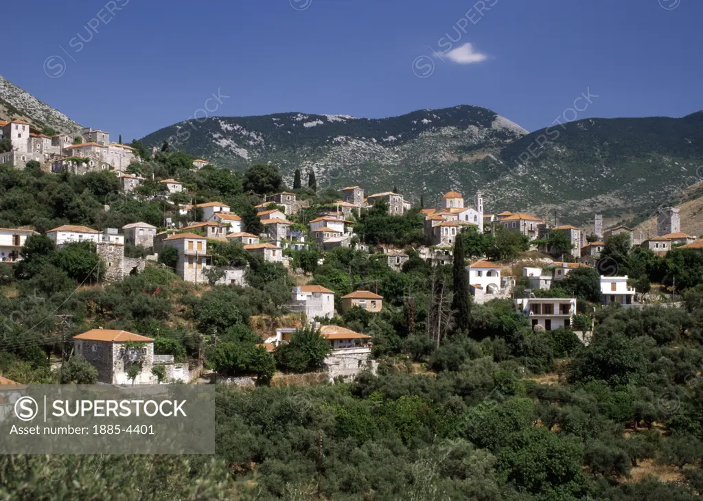 Greece, Peloponnese , Langada, View of Town