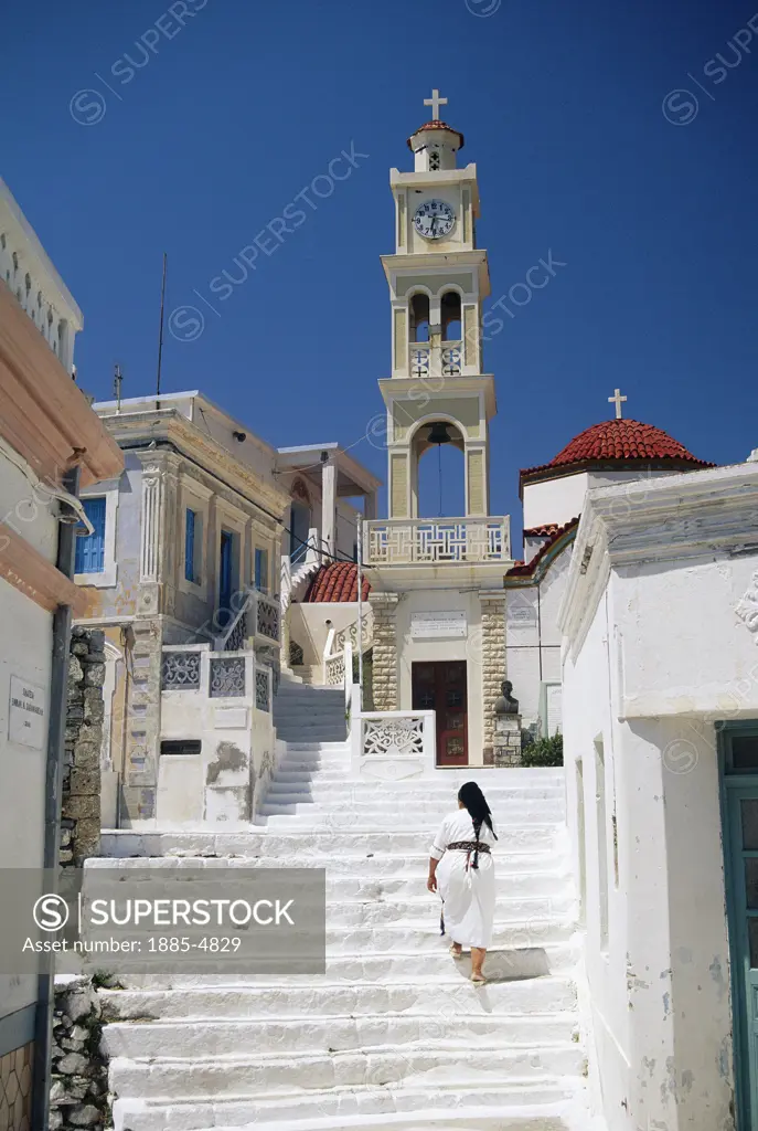 Greek Islands , Karpathos Island, Olympos, Main Square Scene