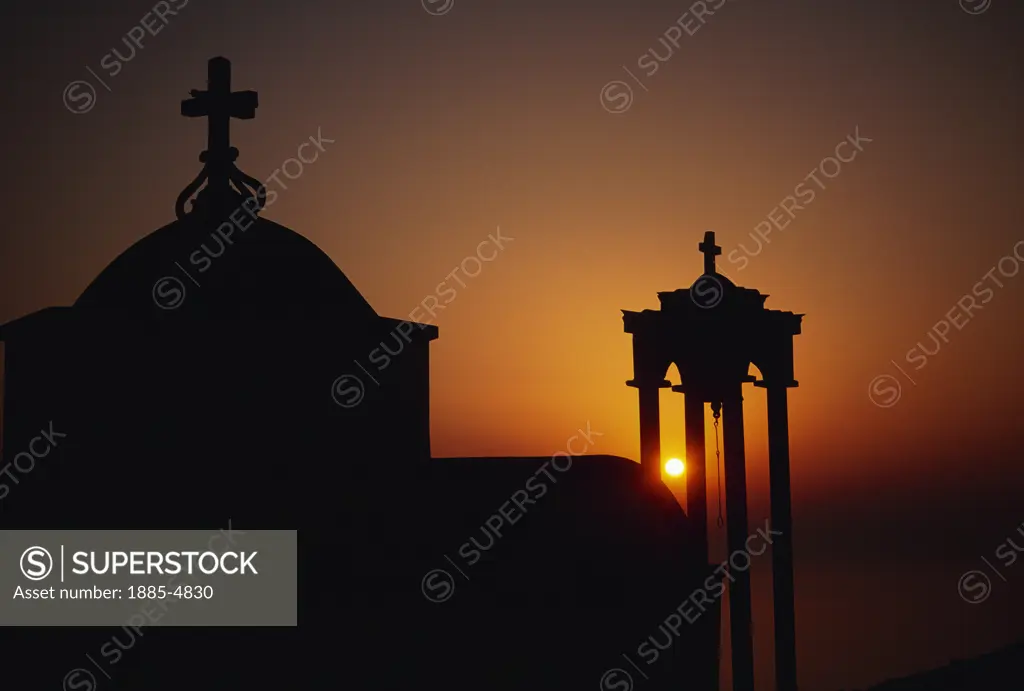Greek Islands , Karpathos Island, Olympos, Church and Sunset