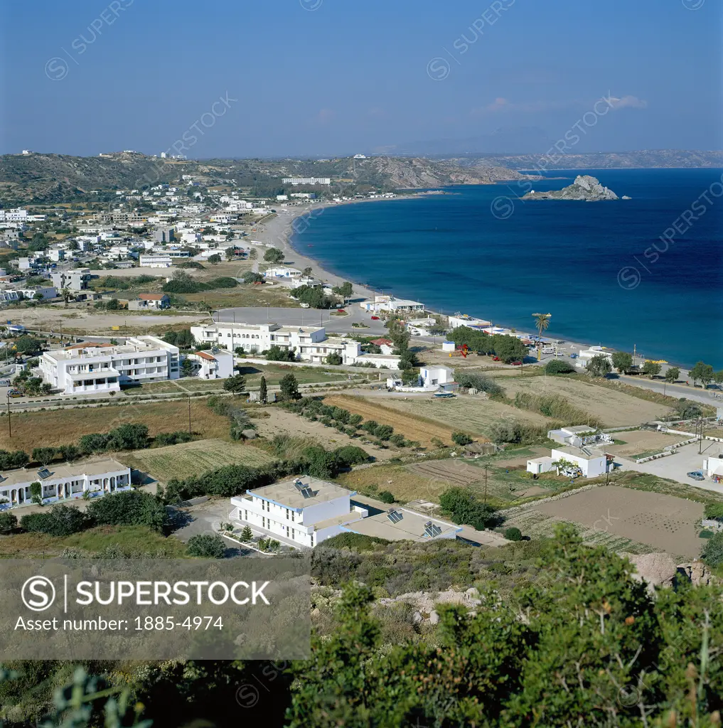 Greek Islands, Kos Island, Agios Stefanos, View of Town and Bay