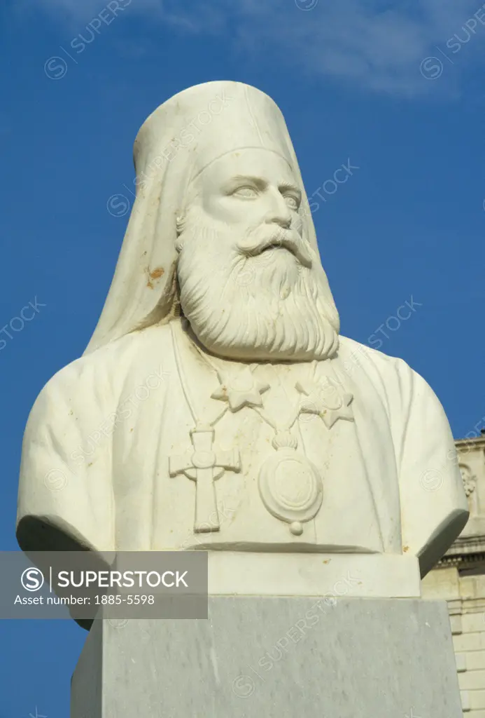 Greek Islands, Crete, Irakleion, Bust of Greek Bishop