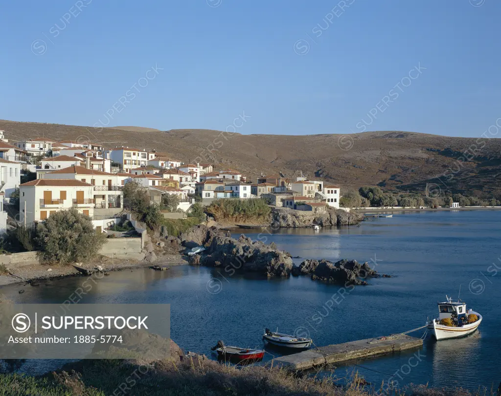 Greek Islands , Lesbos Island, Sigri, View of Town and Harbour