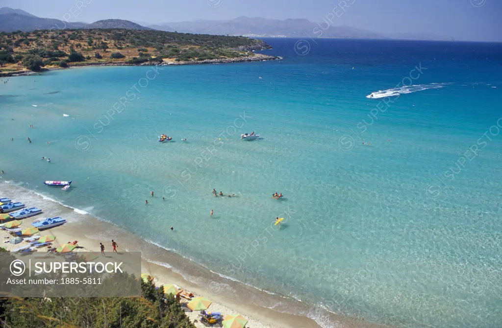 Greek Islands, Crete, Istron Bay, Beach Scene