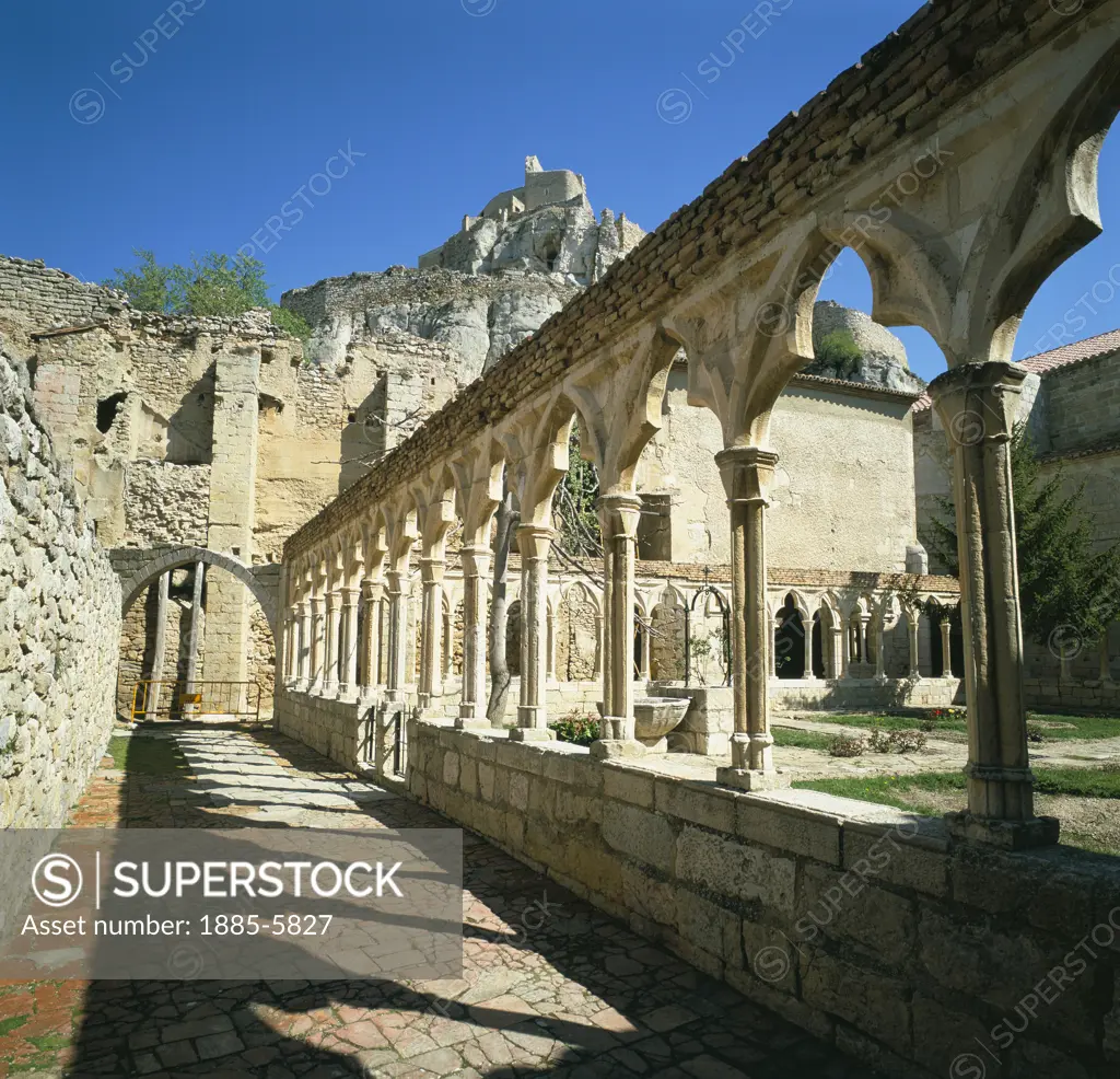 Spain, Valencia Region, Morella, Monasterio De San Fransisco & Castle Behind