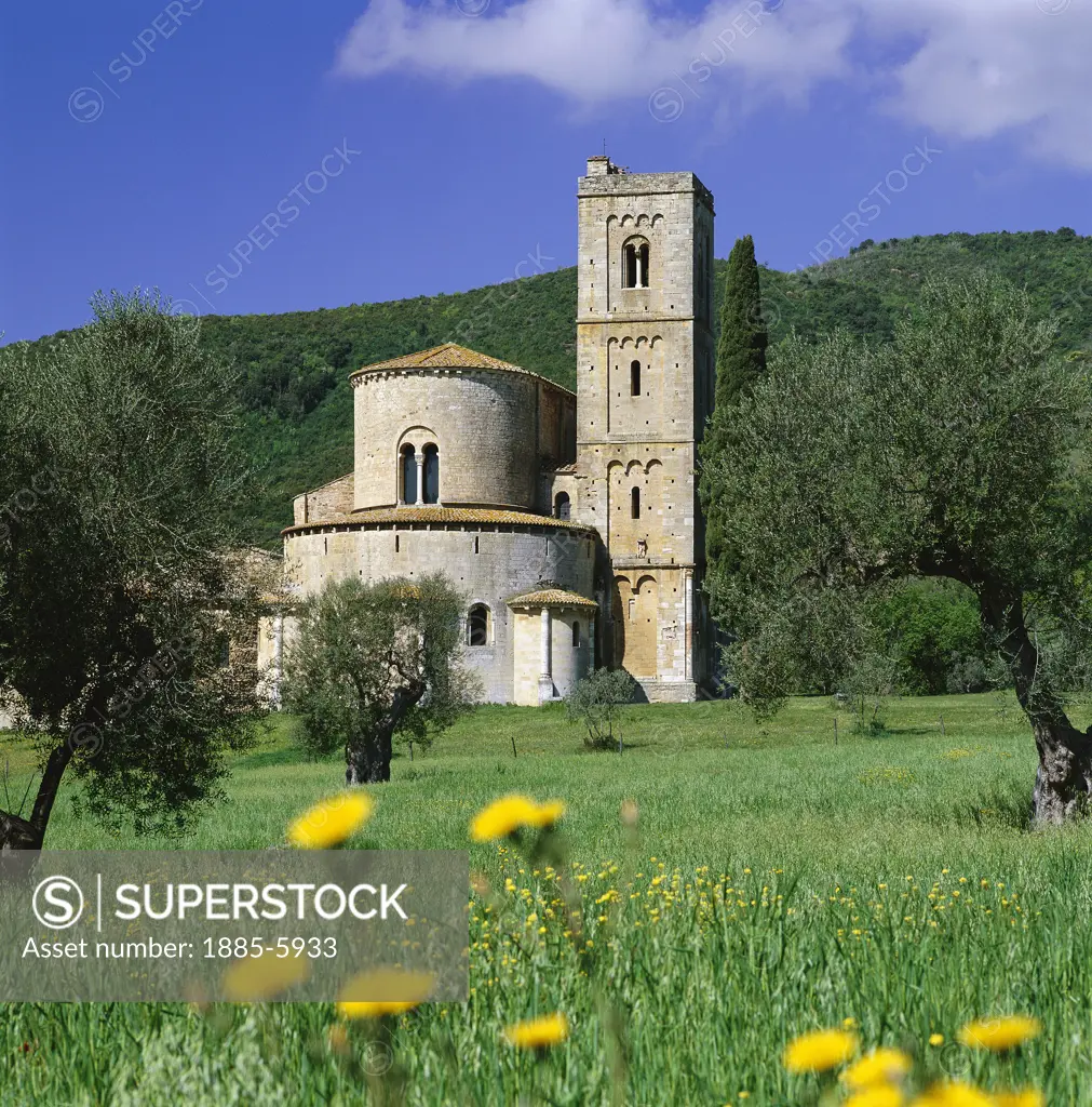 Italy, Tuscany, Sant'Antimo, Benedictine Monastery