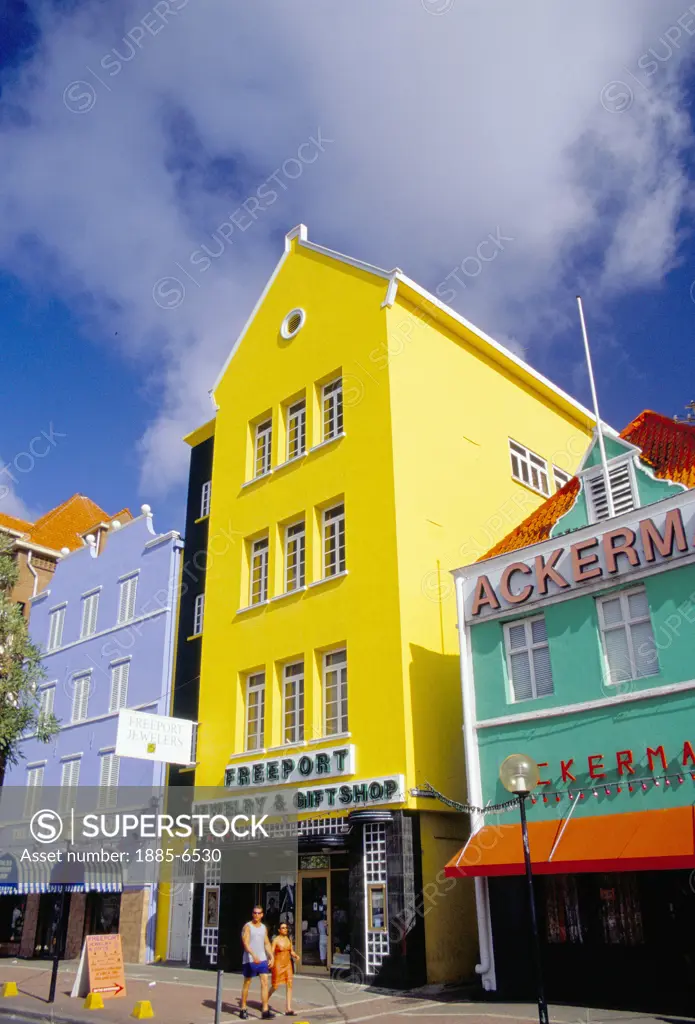 Caribbean, Curacao, Willemstad, Colourful Buildings