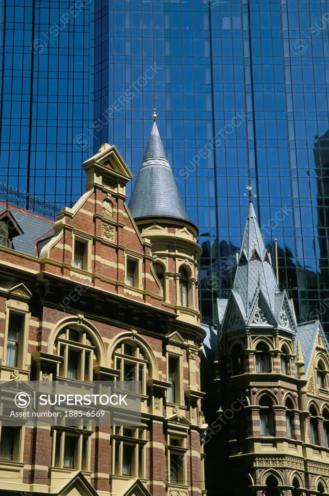 Australia, Victoria, Melbourne, Stock Exchange & Rialto Towers on King Street