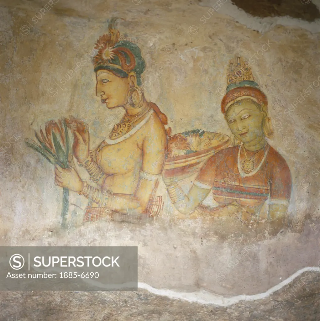 Sri Lanka, , Sigiriya, Frescoes - the Sigiriya Damsels (rock Palace)