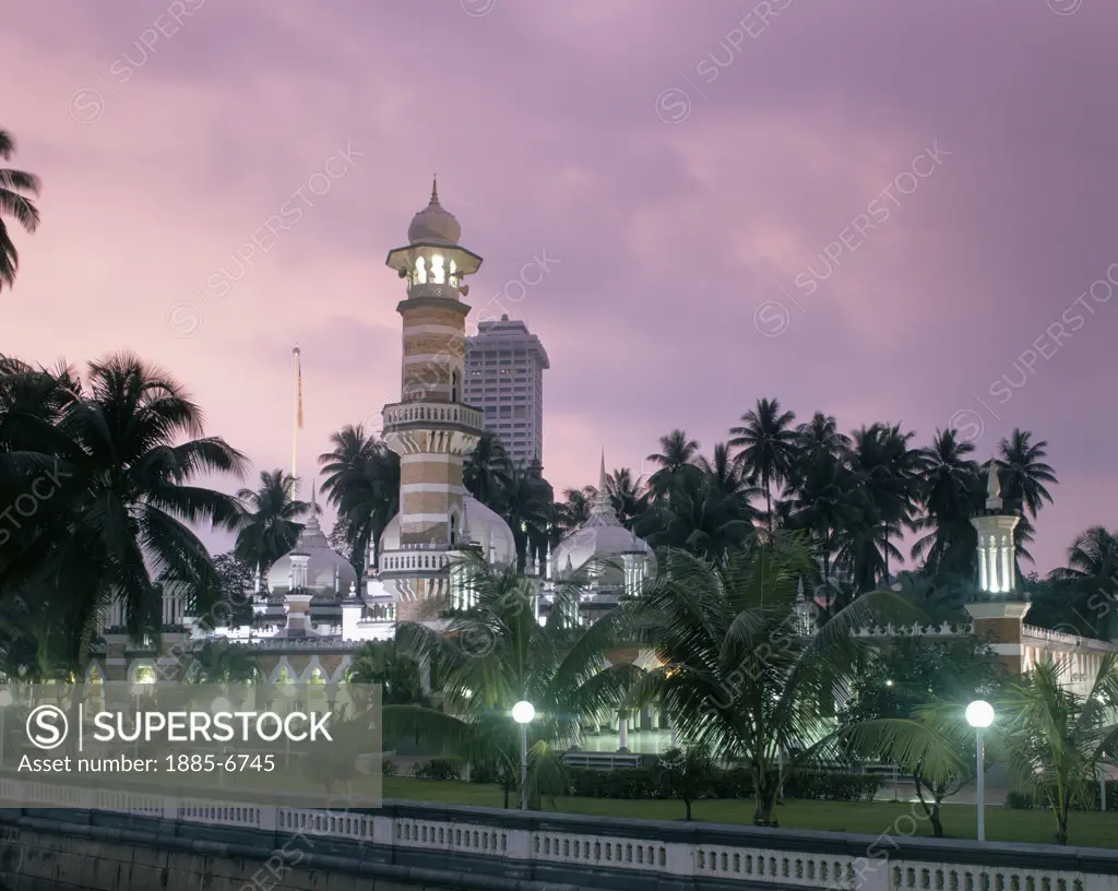 Malaysia, , Kuala Lumpur, Masjid Jamek Mosque at Dusk