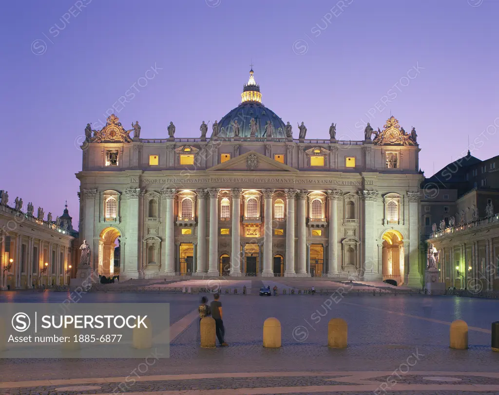 Italy, Lazio, Rome, St. Peter Basilica at Night