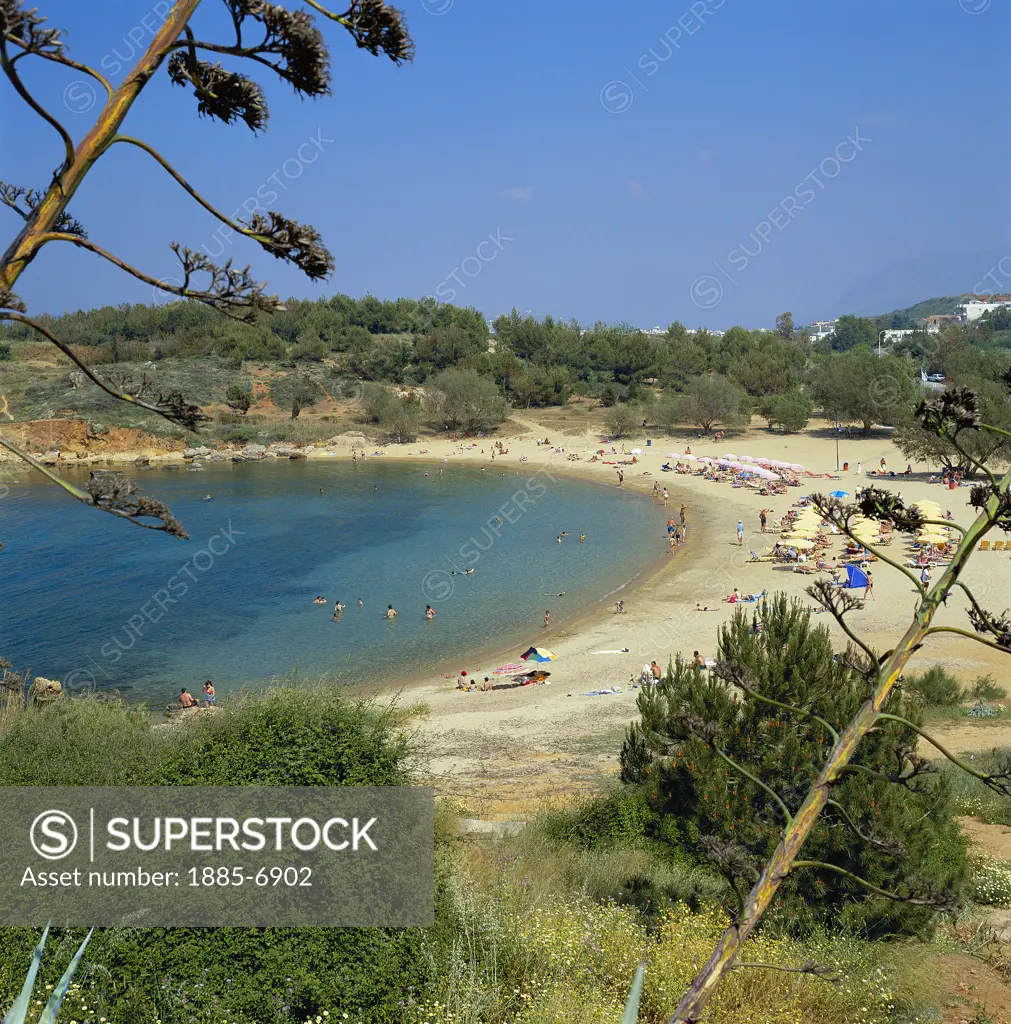 Greek Islands, Crete, Chania, Beach Scene Near Chania Town