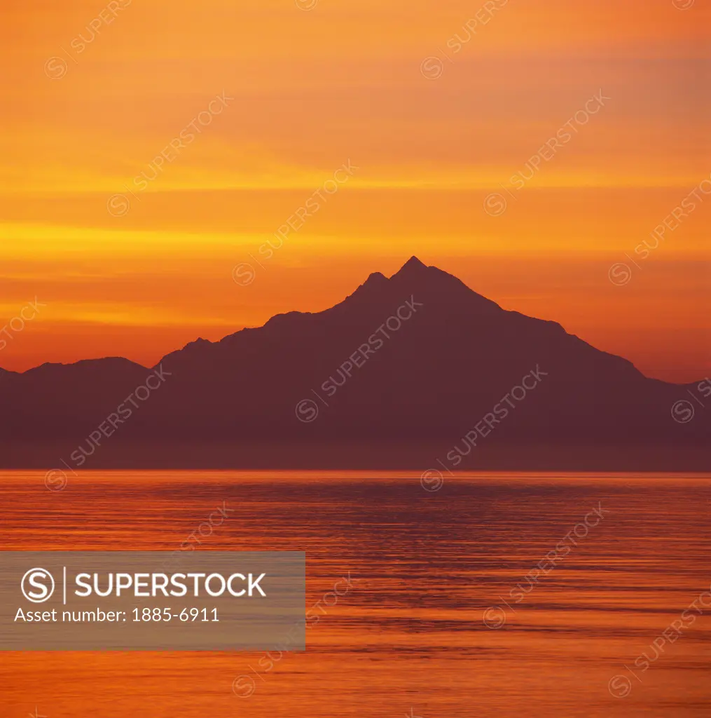 Greece, Halkidiki , Athos, Mount Athos at Sunrise