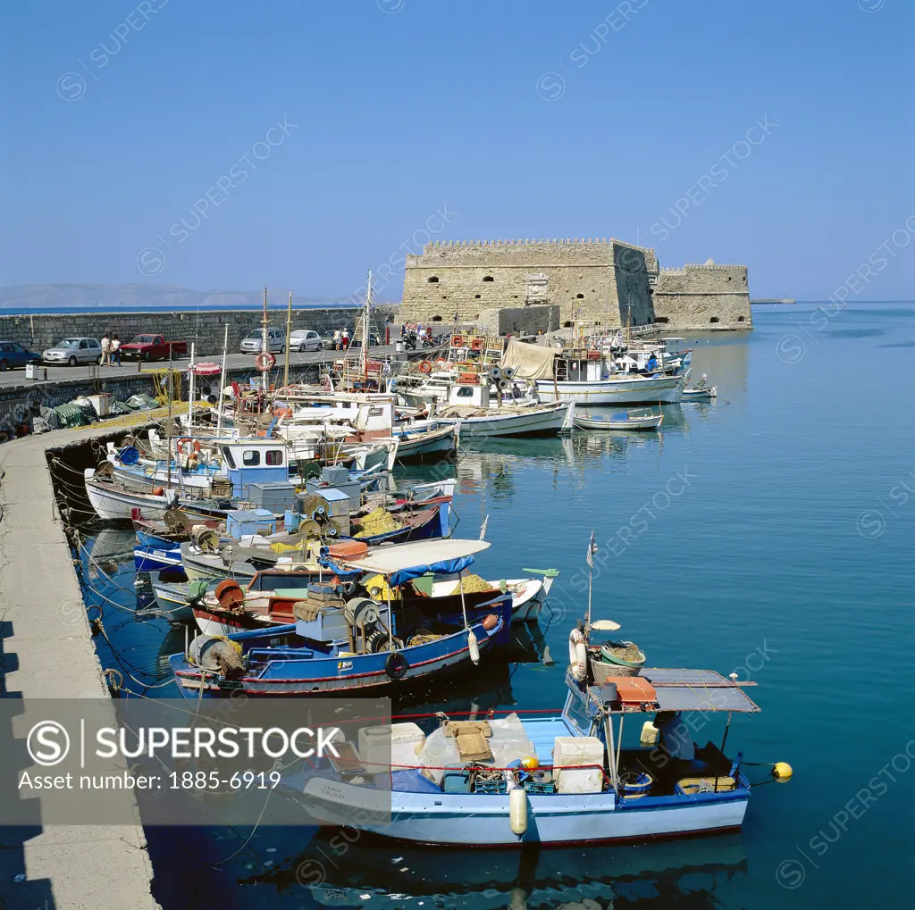 Greek Islands, Crete, Irakleion, Harbour and Venetian Fortress
