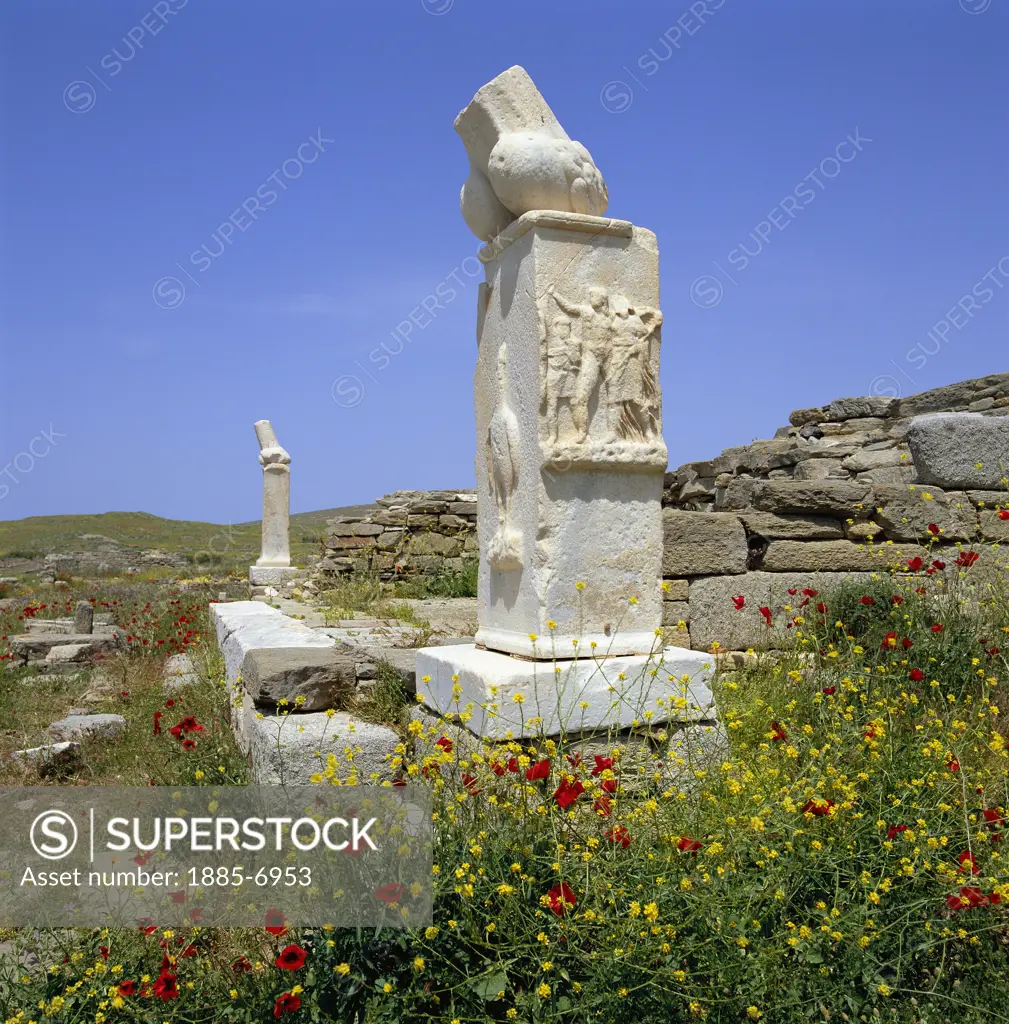 Greek Islands, Delos Island, Delos, Remains of Phallic Columns