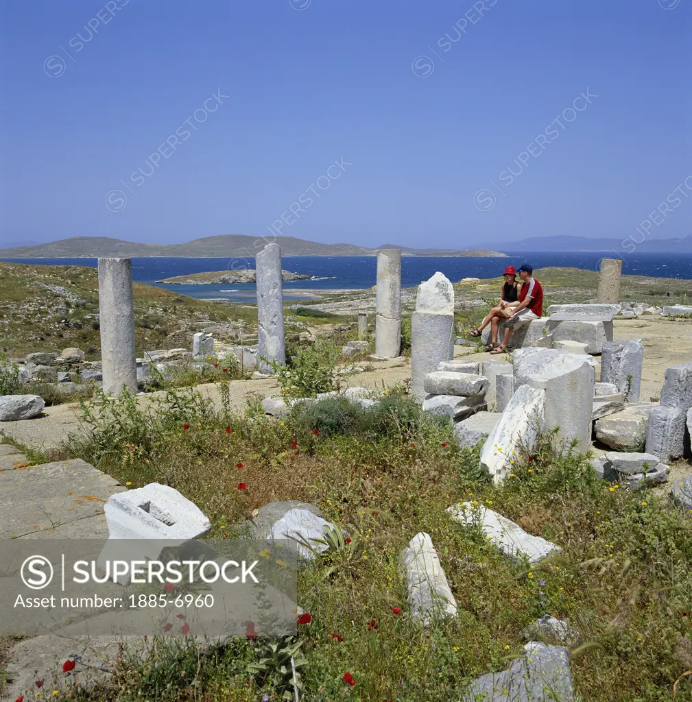 Greek Islands, Delos Island, Delos (Ancient City), View over Ruins