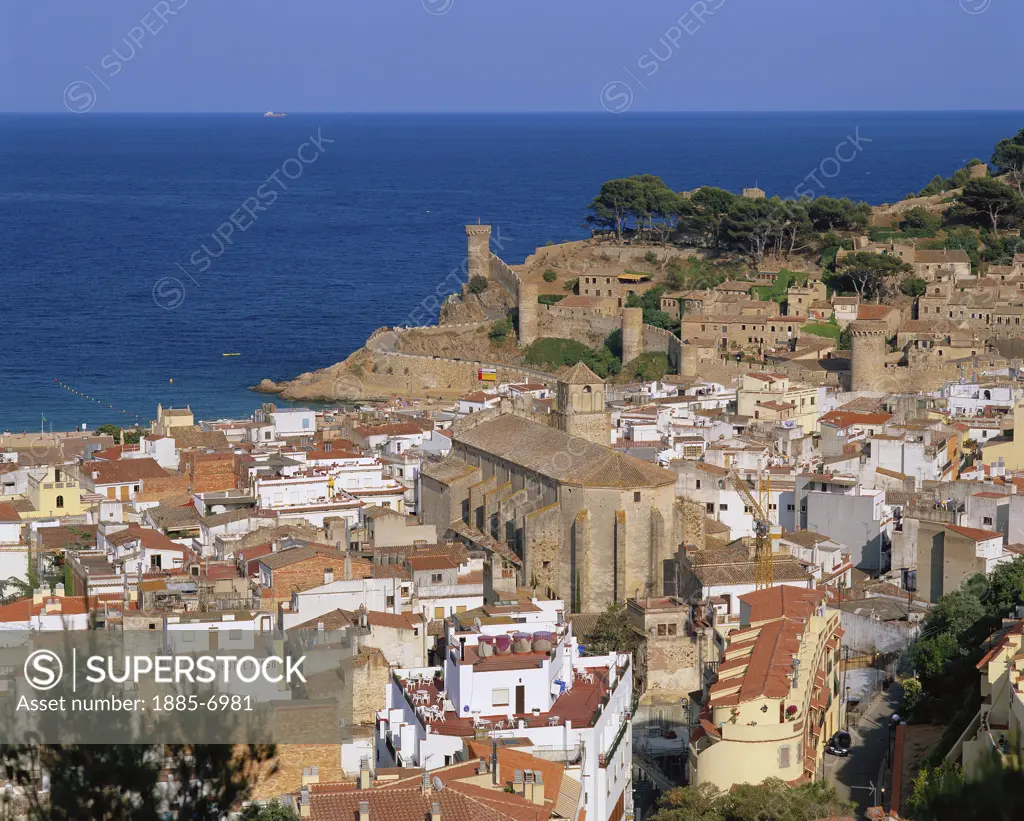 Spain, Costa Brava, Tossa De Mar, Town View