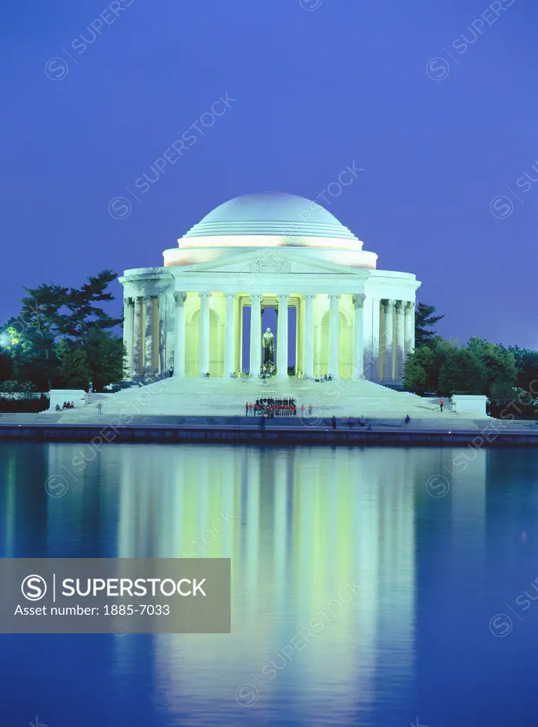 USA, District of Columbia, Washington DC, Jefferson Memorial at Night
