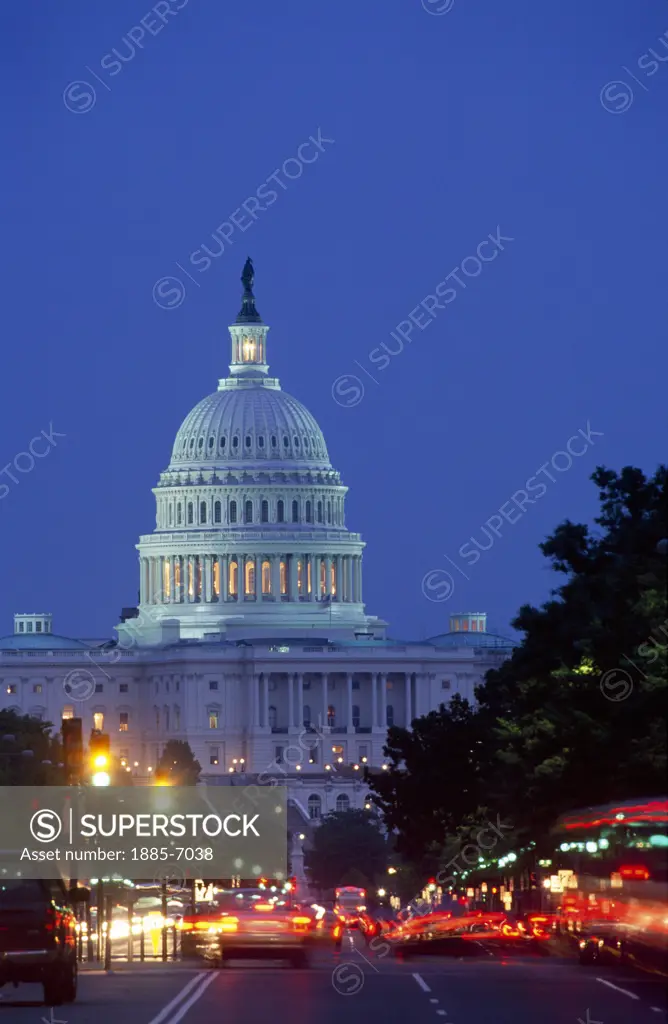 USA, District of Columbia, Washington DC, Capitol Building at Night