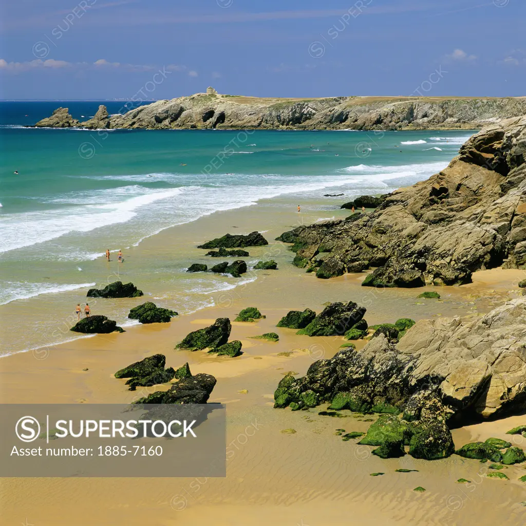 France, Brittany, Quiberon Peninsula, Beach along the Cote Sauvage