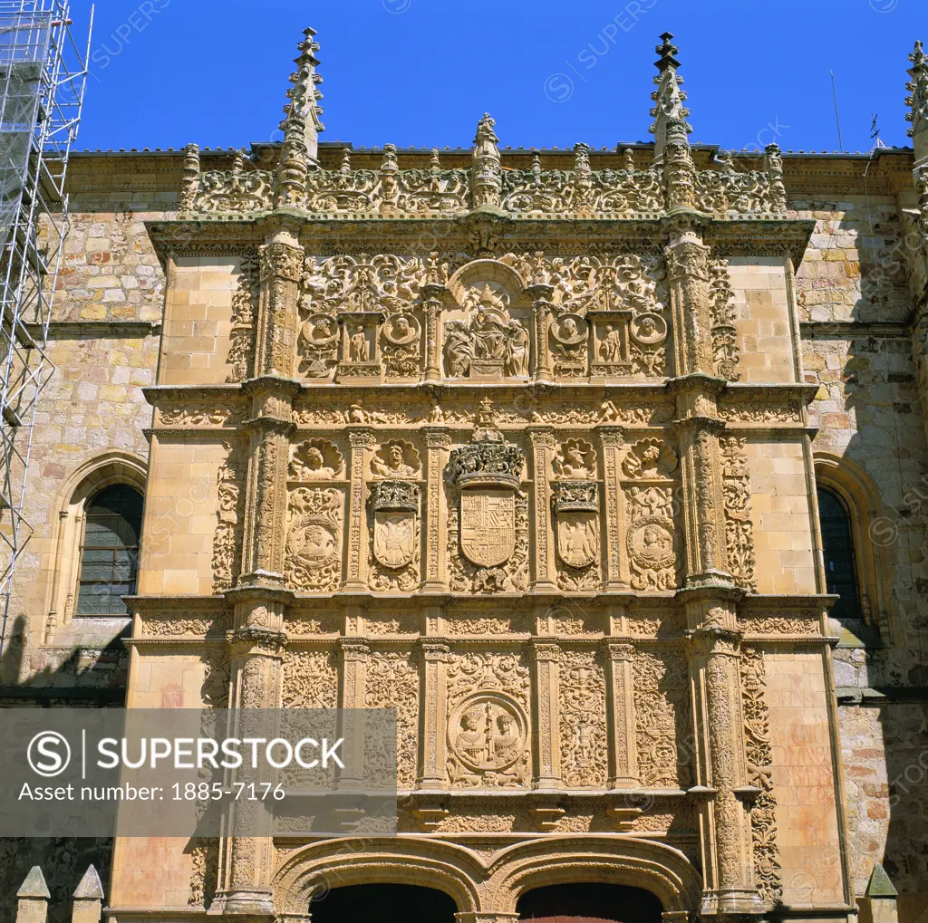 Spain, Castilla y Leon, Salamanca, Renaissance Facade of the University