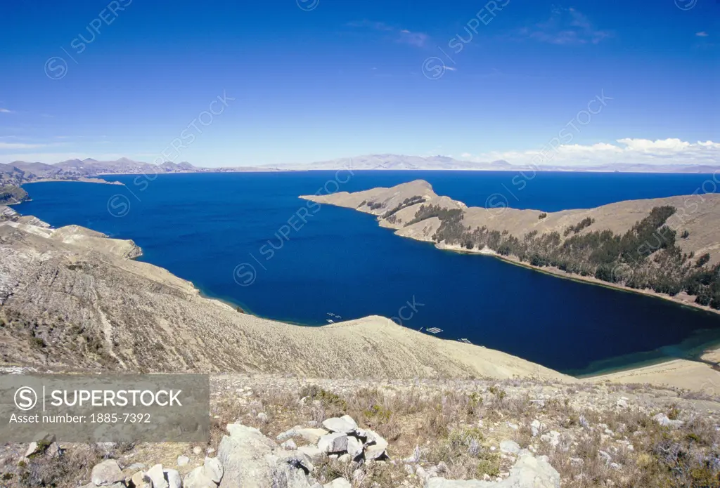 Bolivia,  , Lake Titicaca, Copacabana  -  View over Lake