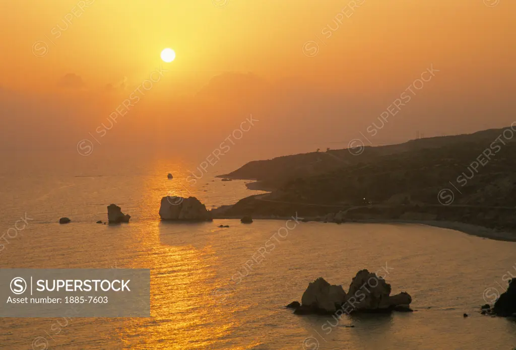 Cyprus, South , Rock Of Aphrodite, View at Sunset