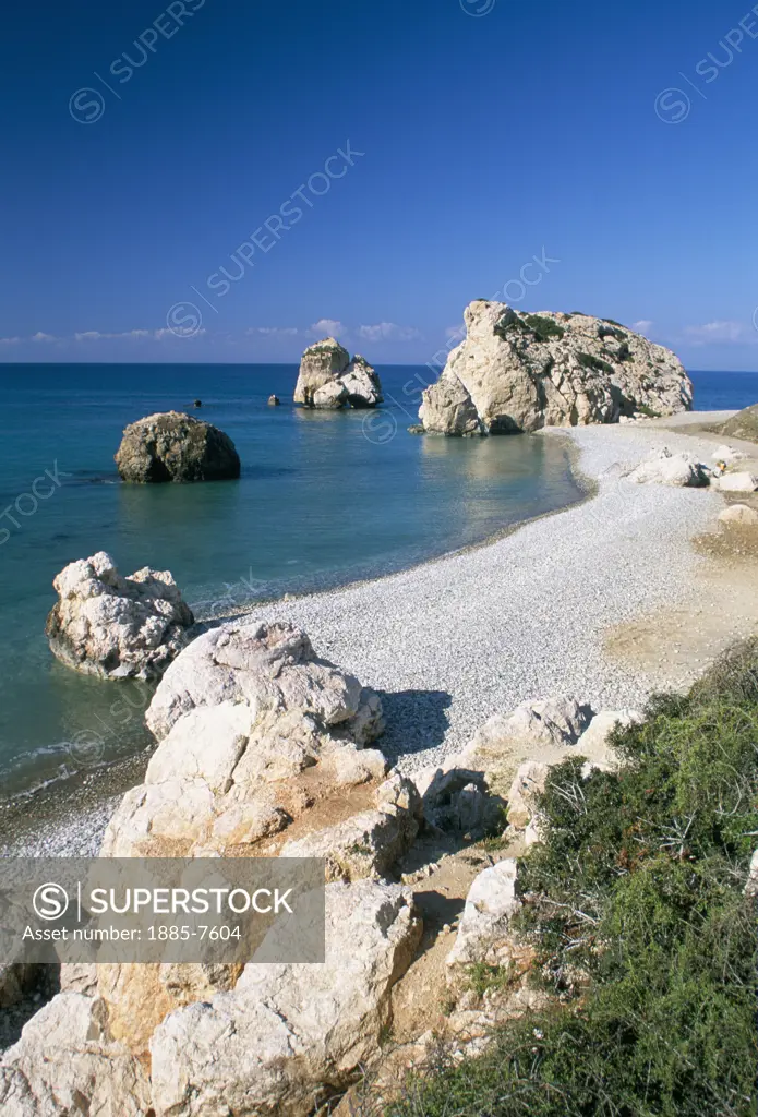 Cyprus, South , Rock Of Aphrodite, View from Beach