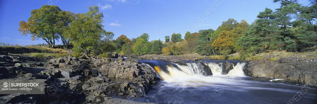 UK - England, County Durham, Low Force (Teesdale), Waterfall & Landscape (autumn)