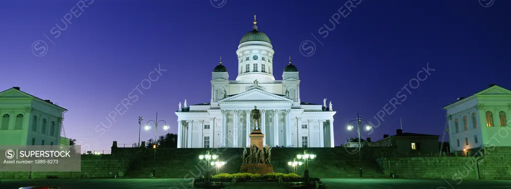 Finland, , Helsinki, Senate Square at night