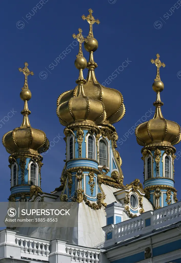 Russian Federation, , St Petersburg, Catherine Palace - close-up of gold domes