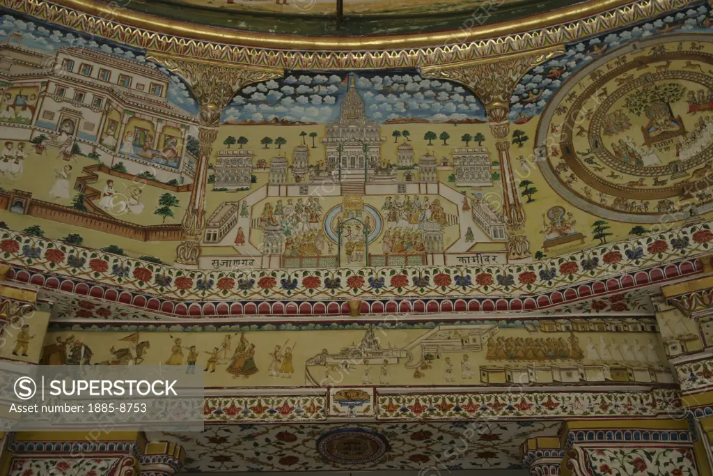India, Rajasthan, Bikaner, Interior of the Bhandeshwar temple - detail