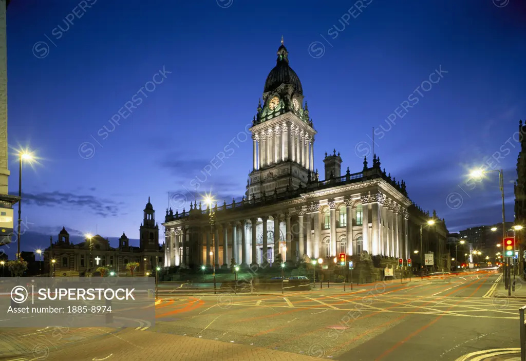 UK - England, Yorkshire, Leeds, Town Hall at night